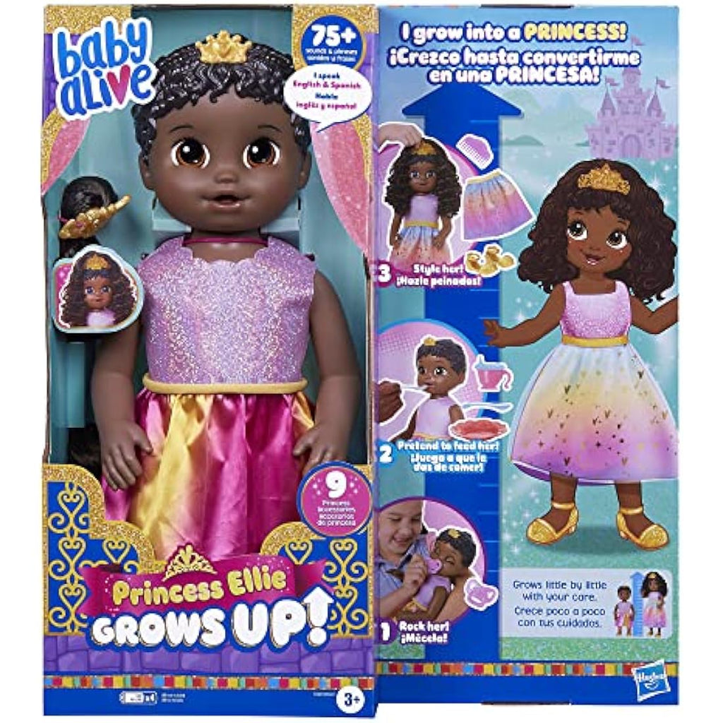Baby Alive Princess Ellie Grows Up! Interactive Talking Doll - Black Hair