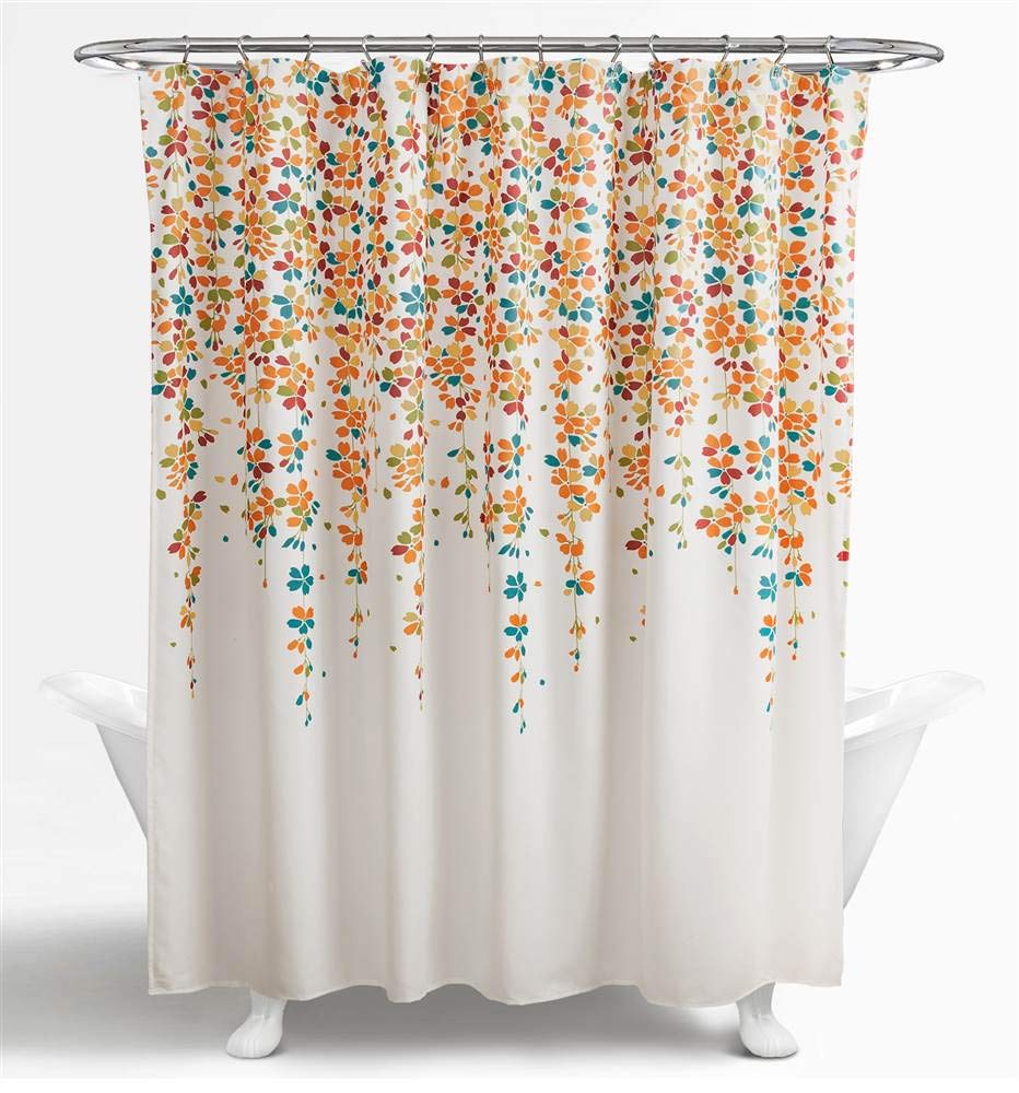 Lush Decor Weeping Flower Floral Shower Curtain - Turquoise Microfiber