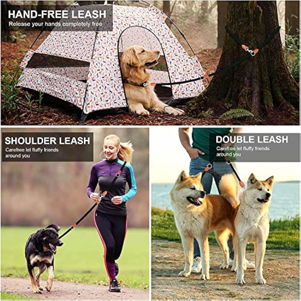 Hands Free Dog Lead – 7ft Nylon Training Leash, Black