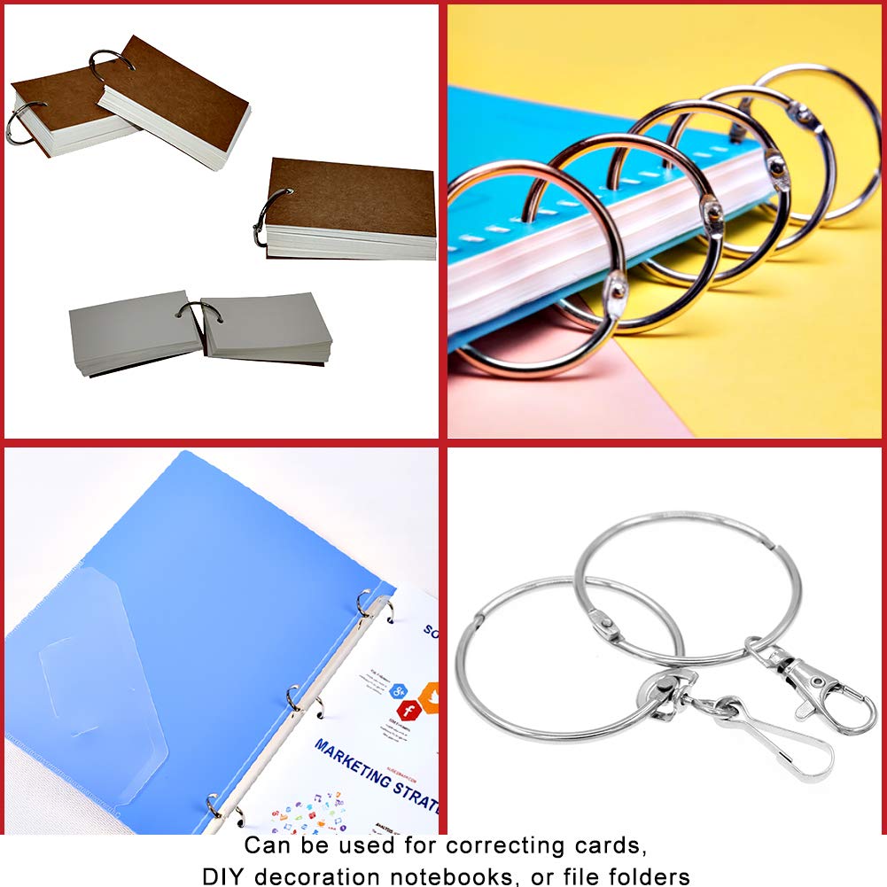Coideal Large Shower Curtain Rings Open, 20 Pcs Metal Curtain Hooks 50mm Big Circular Loops Key Ring Brushed Nickel Silver