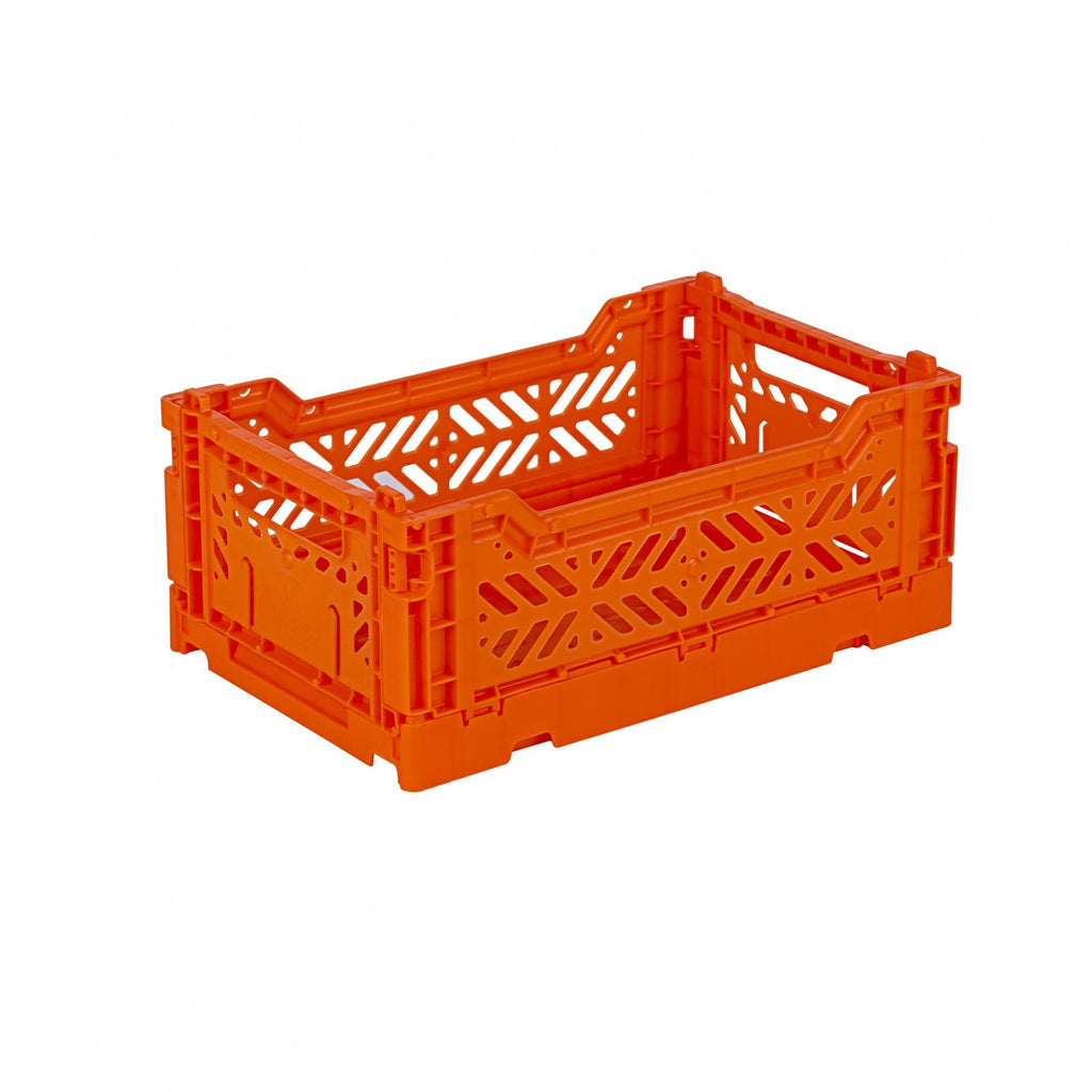 AYKASA Folding Crate, Sturdy Folding Box, Plastic, Stackable, Orange, Mini 27 x 17 x 11 cm - image 1