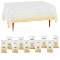 CEILIWEN White and Gold Disposable Tablecloths - 10 Pack PEVA Table Covers
