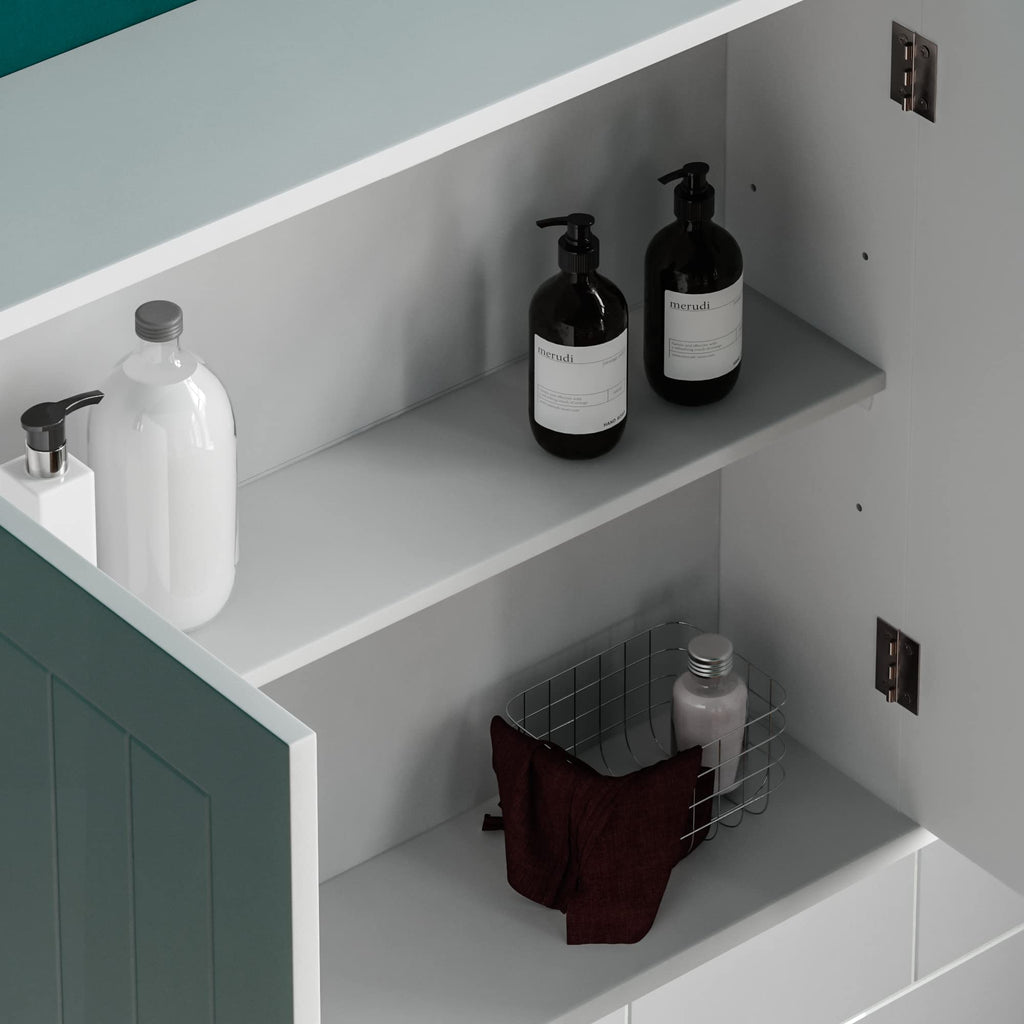 Bath Vida Priano Wall Mounted Bathroom Cabinet - Double Door White MDF