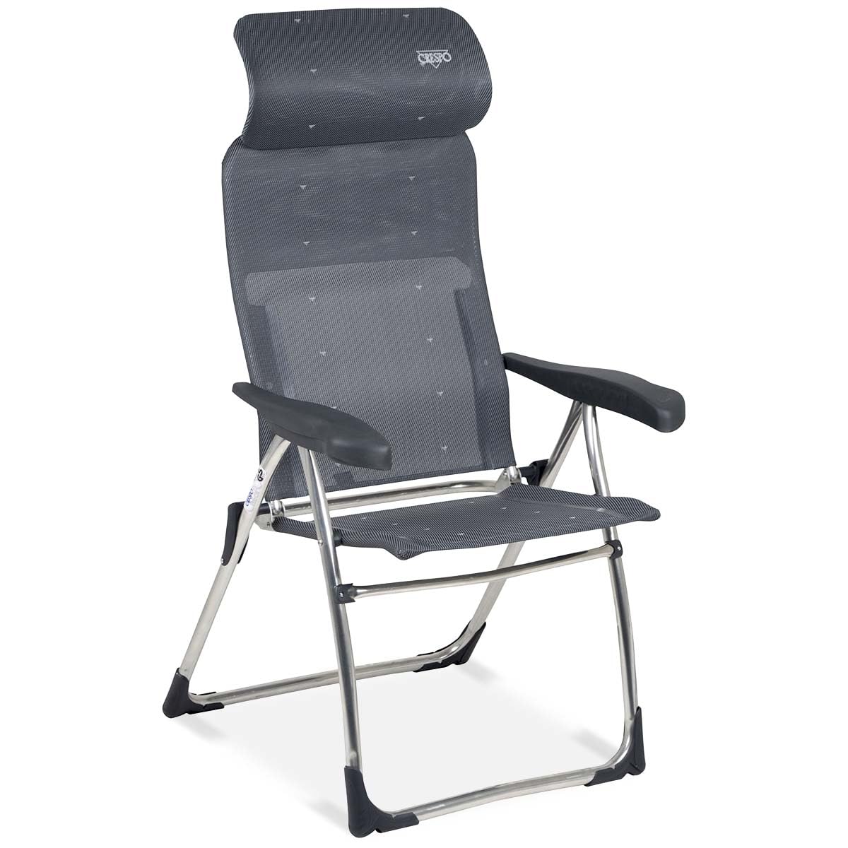 Crespo AL 215 Folding Camping Chair – Ergonomic 7-Position Seat, Grey
