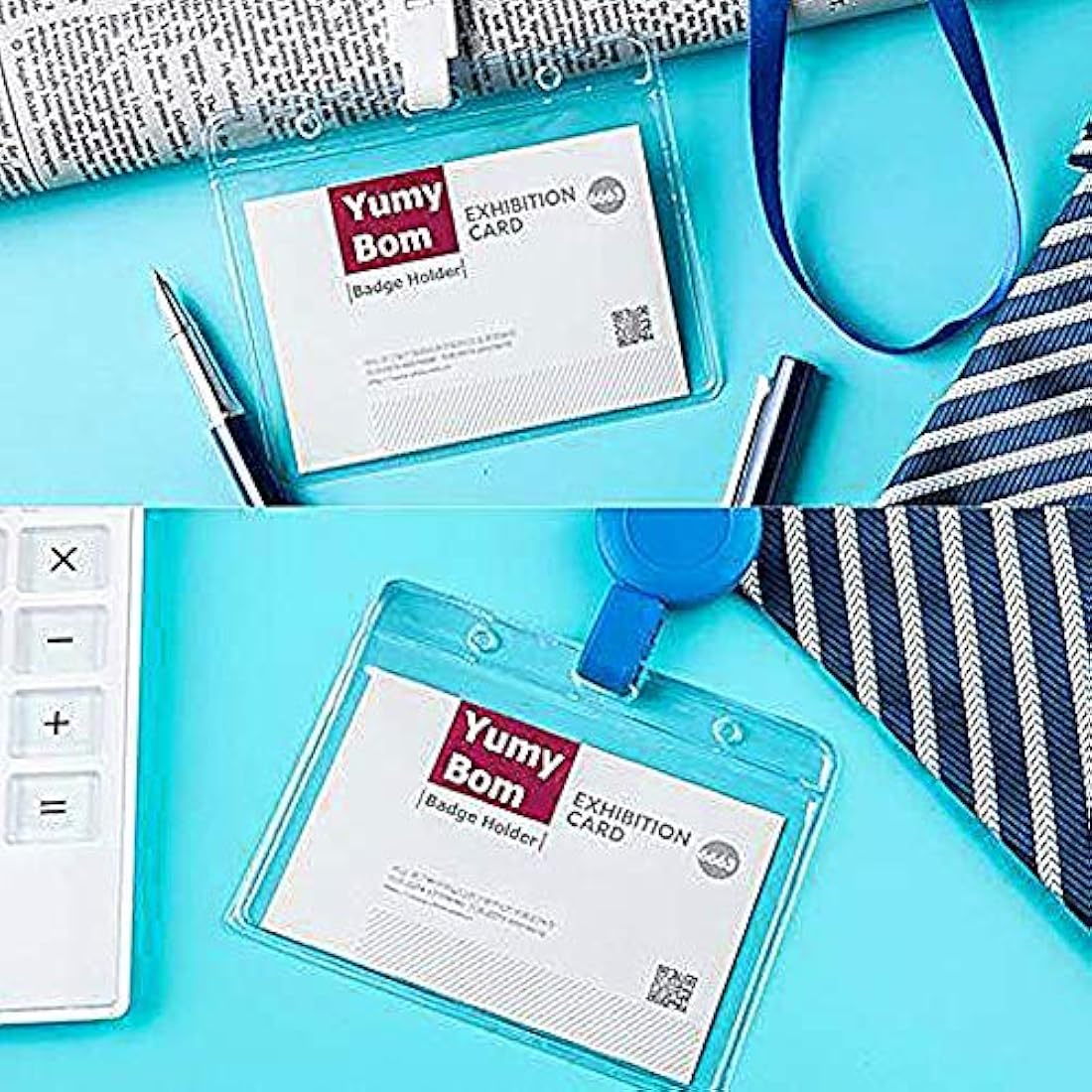 Jolof Store 40-Pack Horizontal Waterproof PVC ID Badge Card Holders