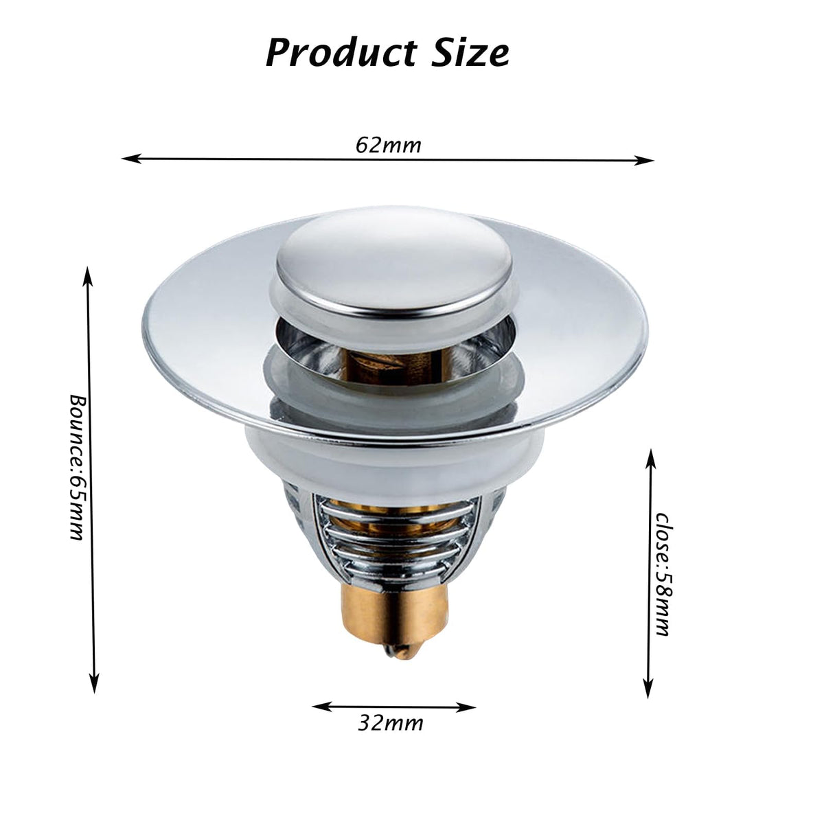 Basin Plug, Easy To Use Sink Plug Replacement, Good Sealing Performance Bullet style Sink Plug Replacement, Suitable For Kitchen And Bathroom, Bath - image 2