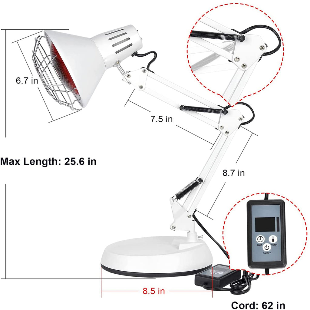Cozion 150W Red Light Heat Lamp – Adjustable Indoor Heater with Timer