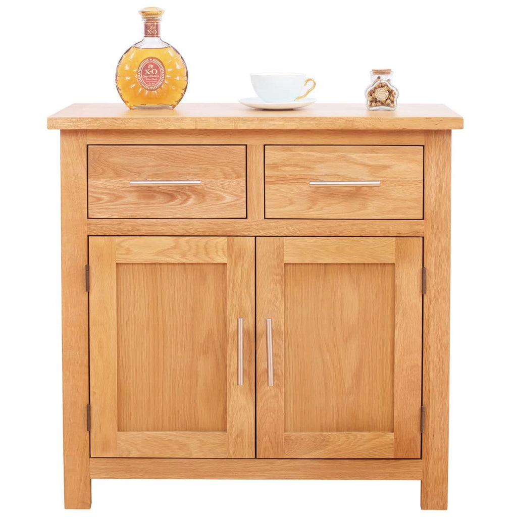 Aurotrice OAK Small Sideboard Living Room Storage 2 Doors 2 Drawers Mini Sideboard Natural