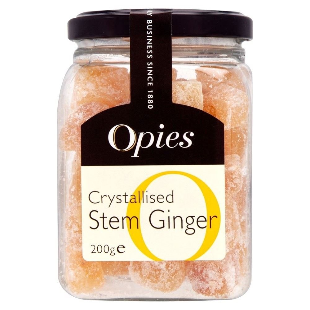Opies Crystallised Stem Ginger - Gourmet Baking Ingredient - 200g (Pack of 2)
