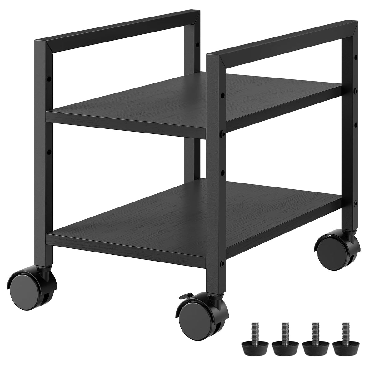 HOOBRO Computer Tower Stand, 2-Tier Computer Tower Cart, Printer Table, PC Stand Under Desk, Mobile Rolling Cart with Wheels, Height Adjustable