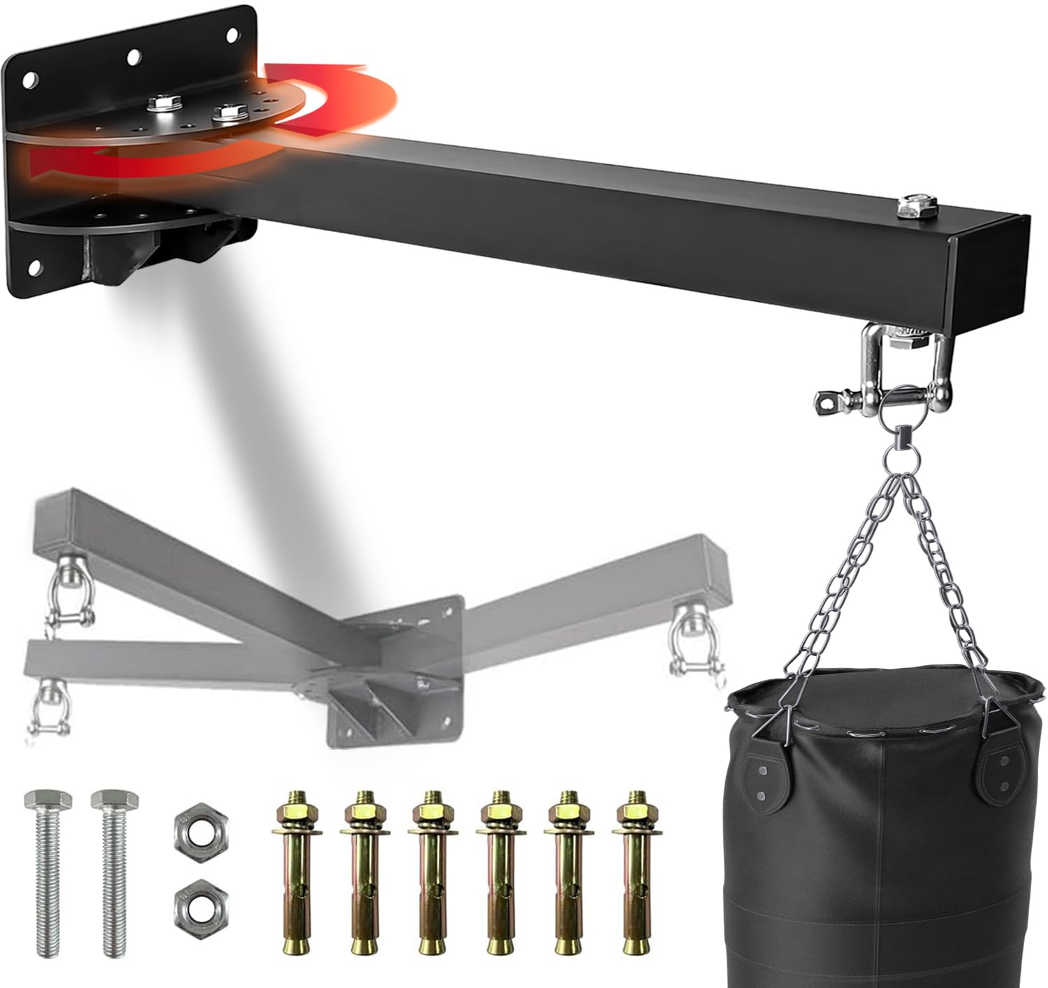 Senshi Japan Wall Mounted Punch Bag Bracket & Pull Up Bar - 500kg Capacity