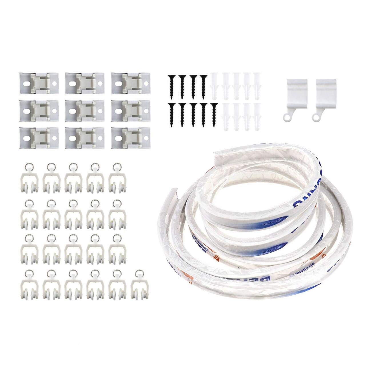 Bendable Curtain Track Rail Set for Bay Windows, White, 3m