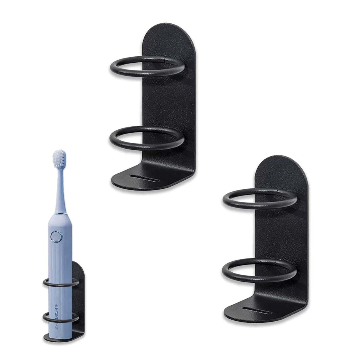 2 Packs Electric Toothbrush Holder, Wall Mounted, Self-Adhesive, Stick On The Wall For Bathroom, Non-Drilling Black