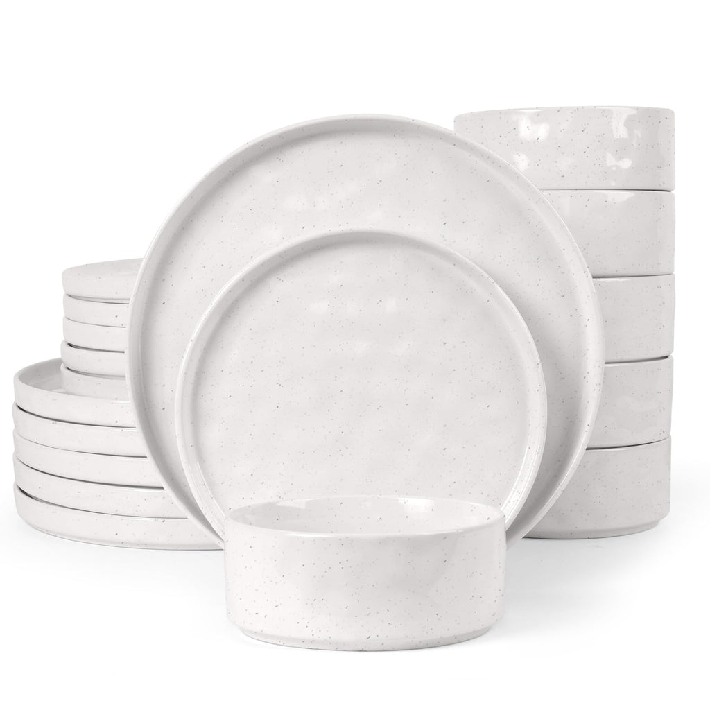 Homikit 18-Piece Reactive Glaze Dinner Set | Stoneware Plates and Bowls