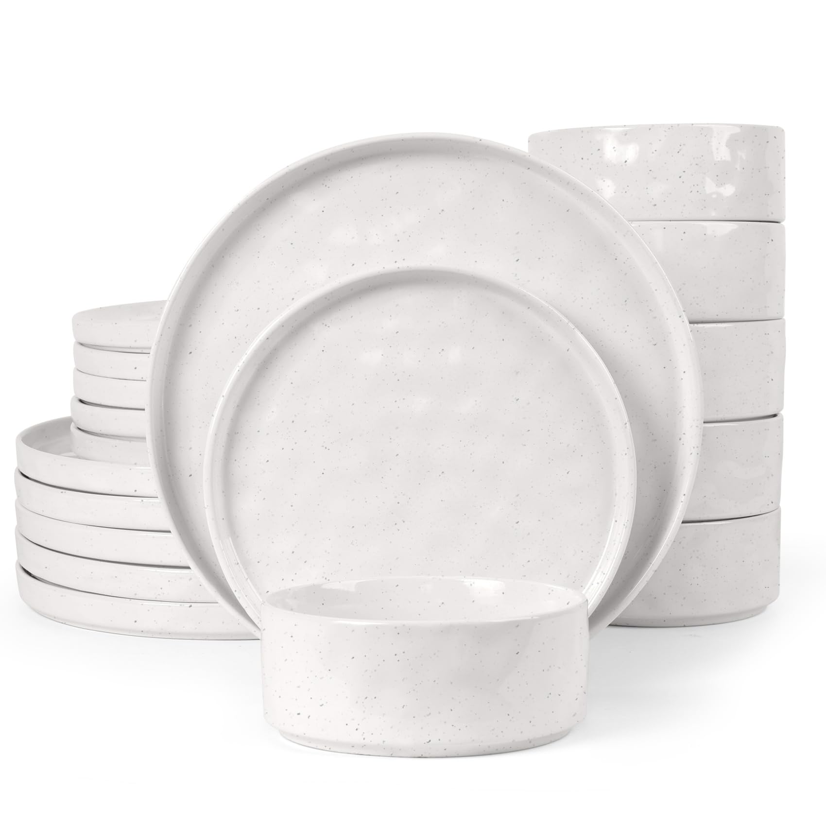 Homikit 18-Piece Reactive Glaze Dinner Set | Stoneware Plates and Bowls