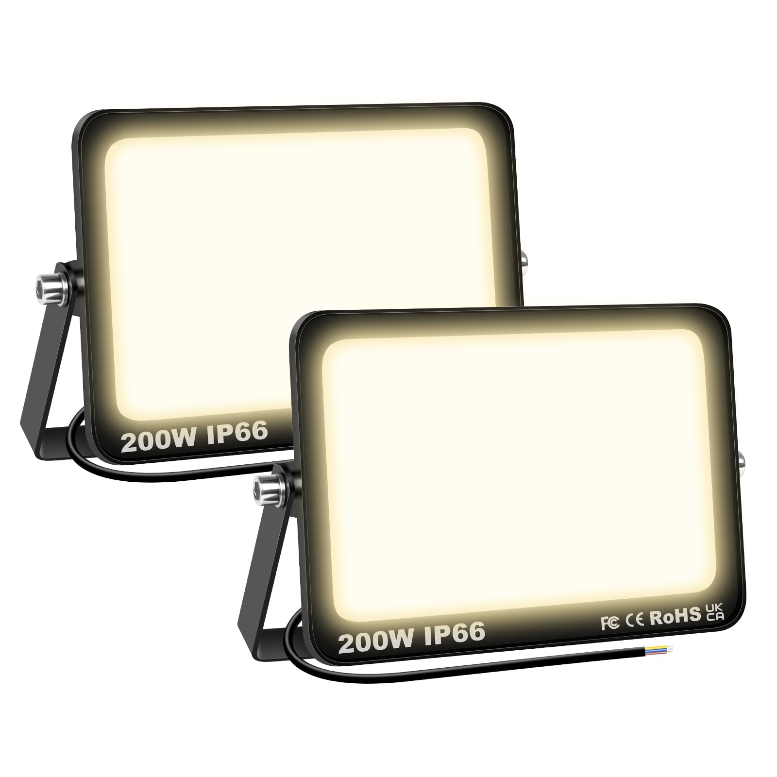 SKYWORLD 200W LED Flood Lights | 2-Pack IP66 Waterproof Security Lamps