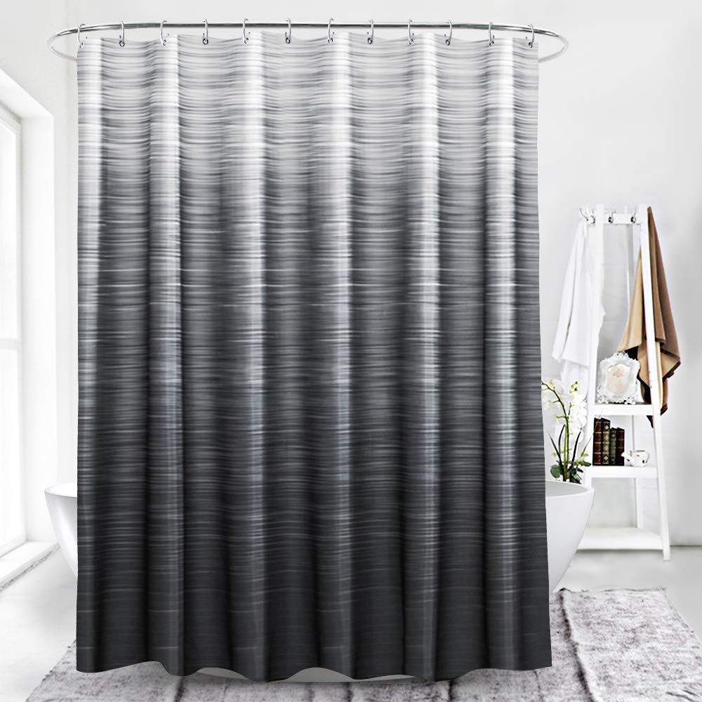 Jolof Store Black & Grey Ombre Shower Curtain | Waterproof Polyester