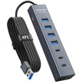 Jolof Store 7-Port USB 3.0 Hub – 4 USB-A & 3 USB-C Aluminium Extender