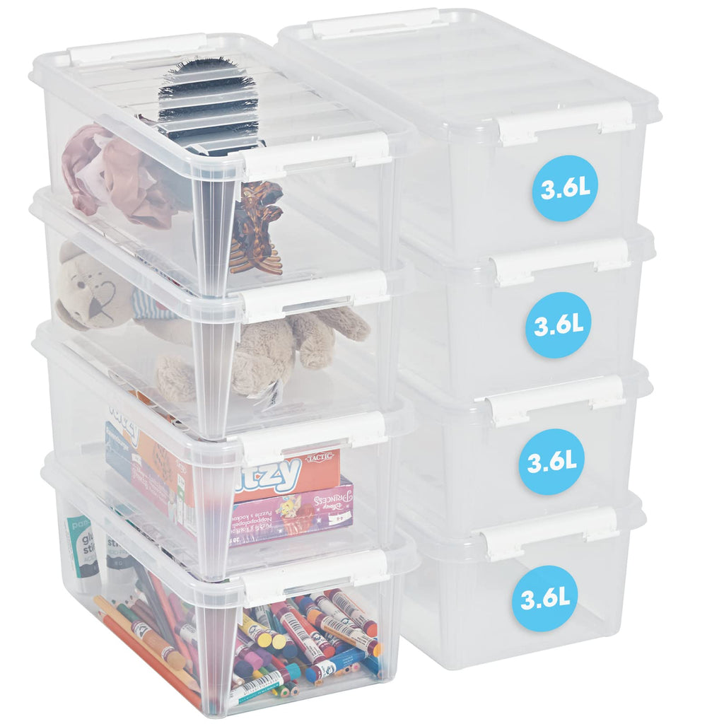 SmartStore 3.6L Plastic Storage Boxes with Lids - Set of 8 | Transparent