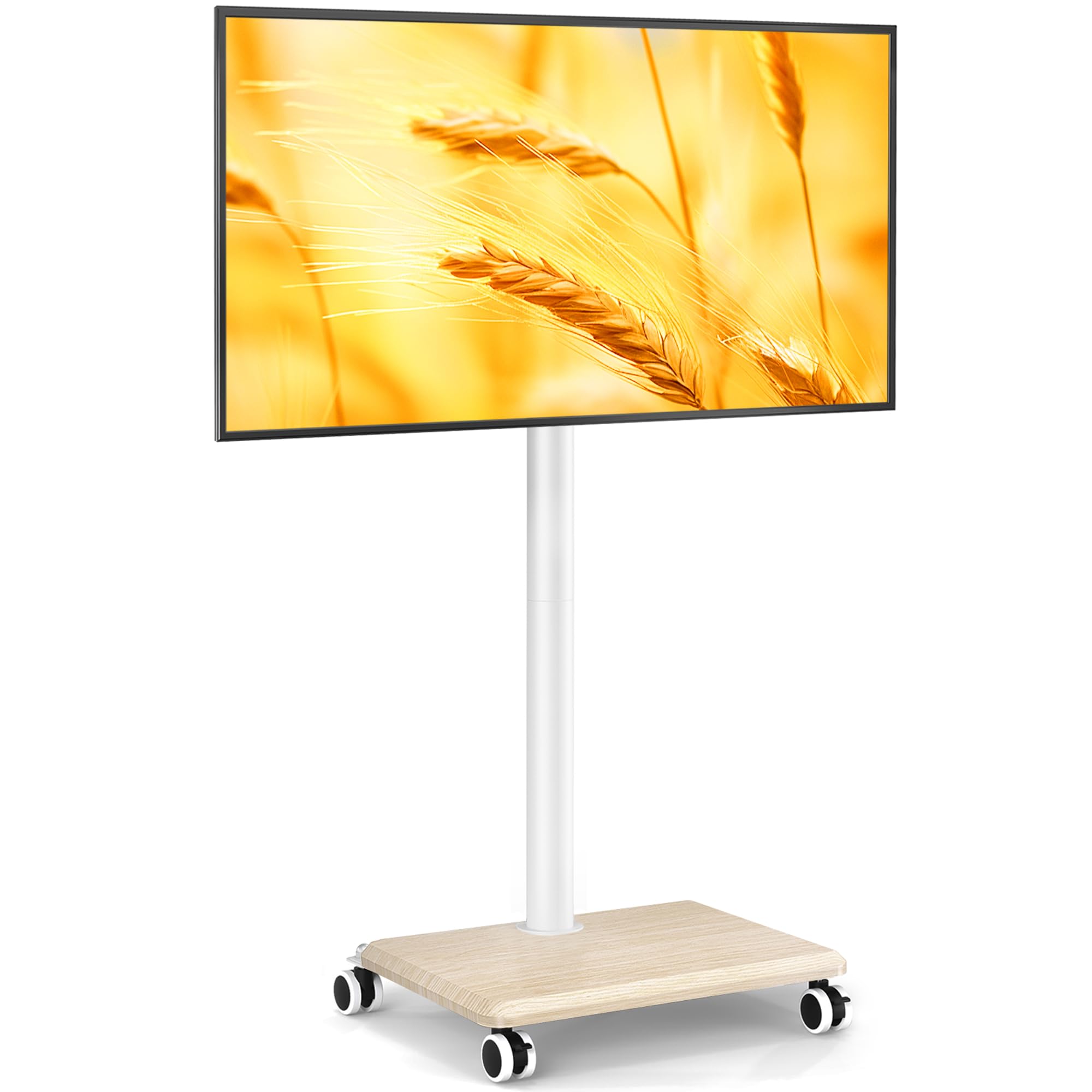 5Rcom Mobile TV Cart for 27-55 Inch TVs | Swivel Stand with Wood Base