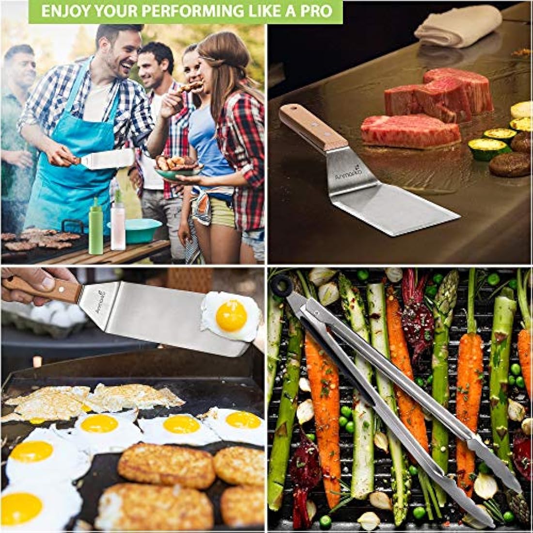 7-Piece Stainless Steel Metal Spatula and Griddle Set