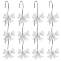 Bow Shower Curtain Hooks – 12pc White Resin & Metal Rings