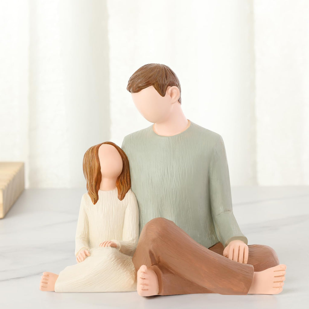 Carracci Father and Daughter Figurine – Hand-Painted Resin Dad Statue