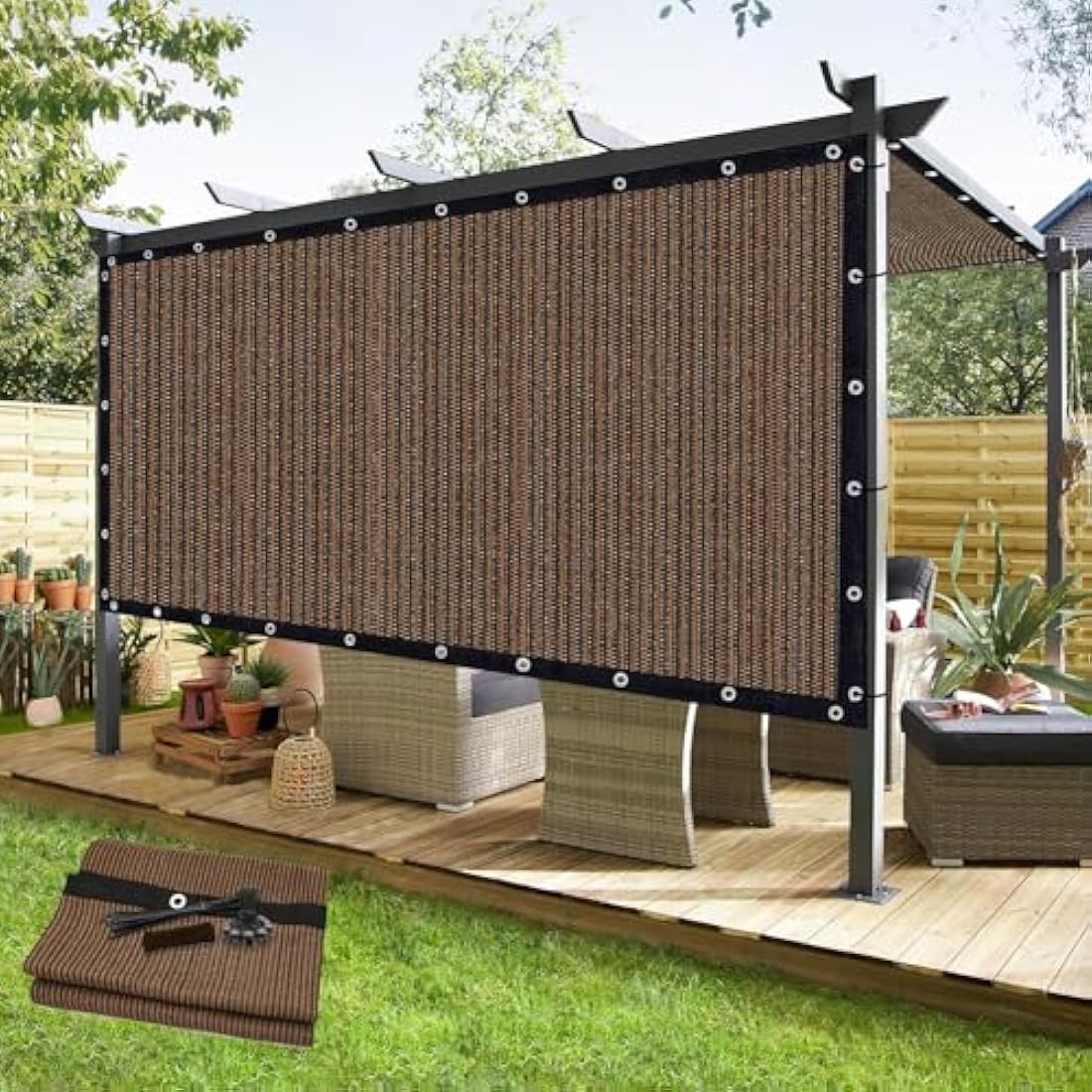 KANAGAWA 12' x 20' Sun Shade Cloth - 90% UV Block HDPE Canopy, Mocha