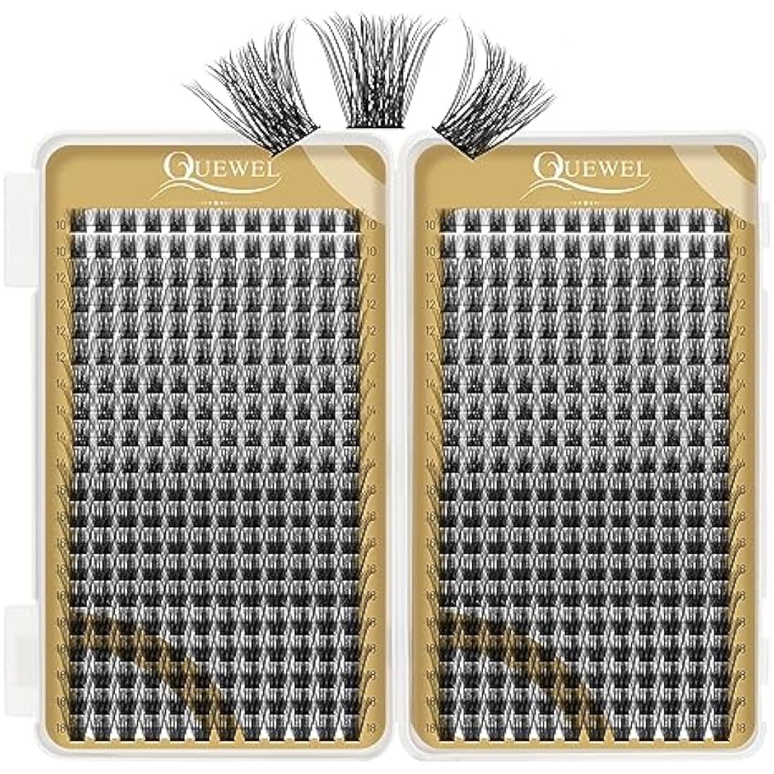 QUEWEL Cluster Lashes – 480 Pcs D Curl DIY Individual Lash Extensions