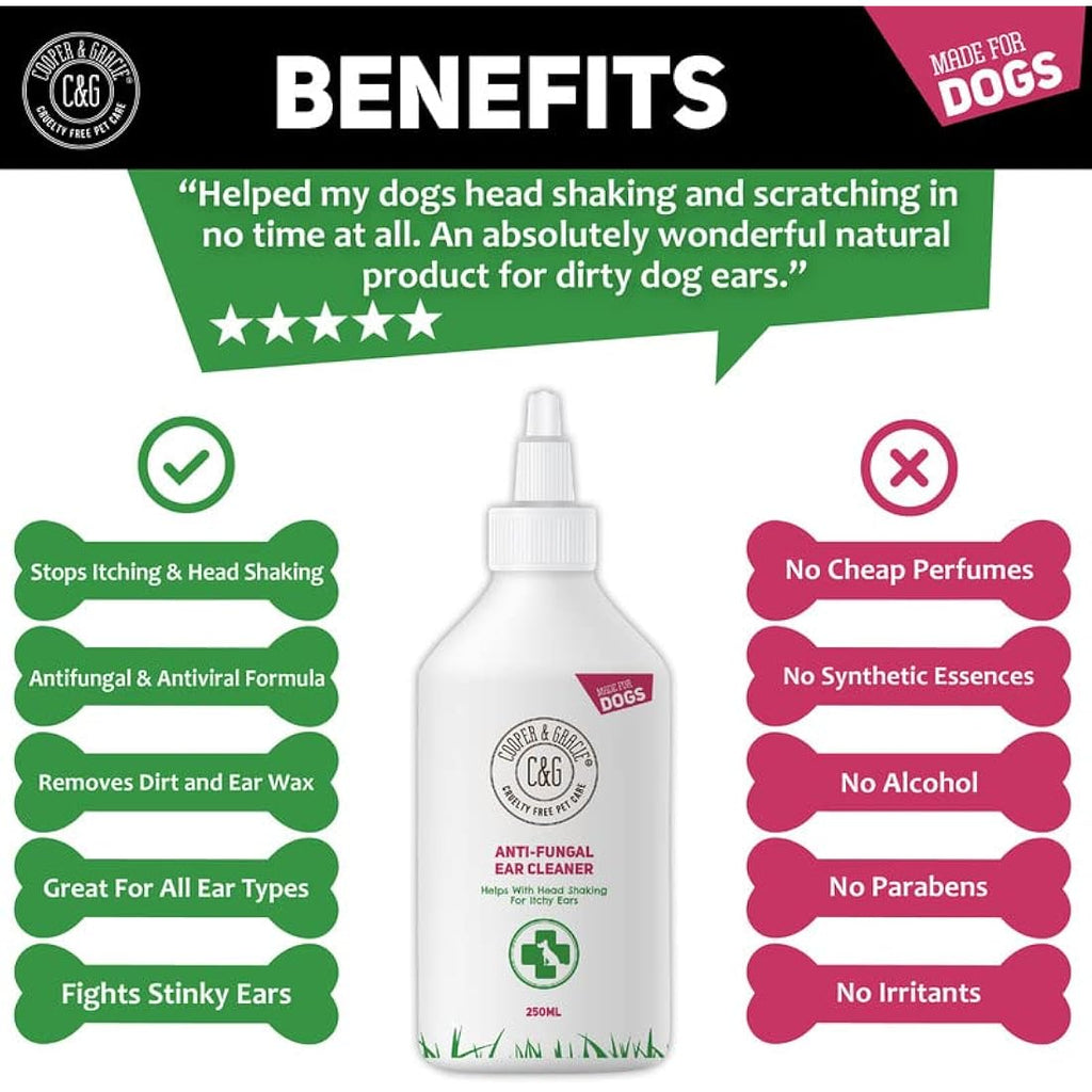 Cooper and Gracie Dog Ear Cleaner - Organic Yeast & Mite Relief - 250ml