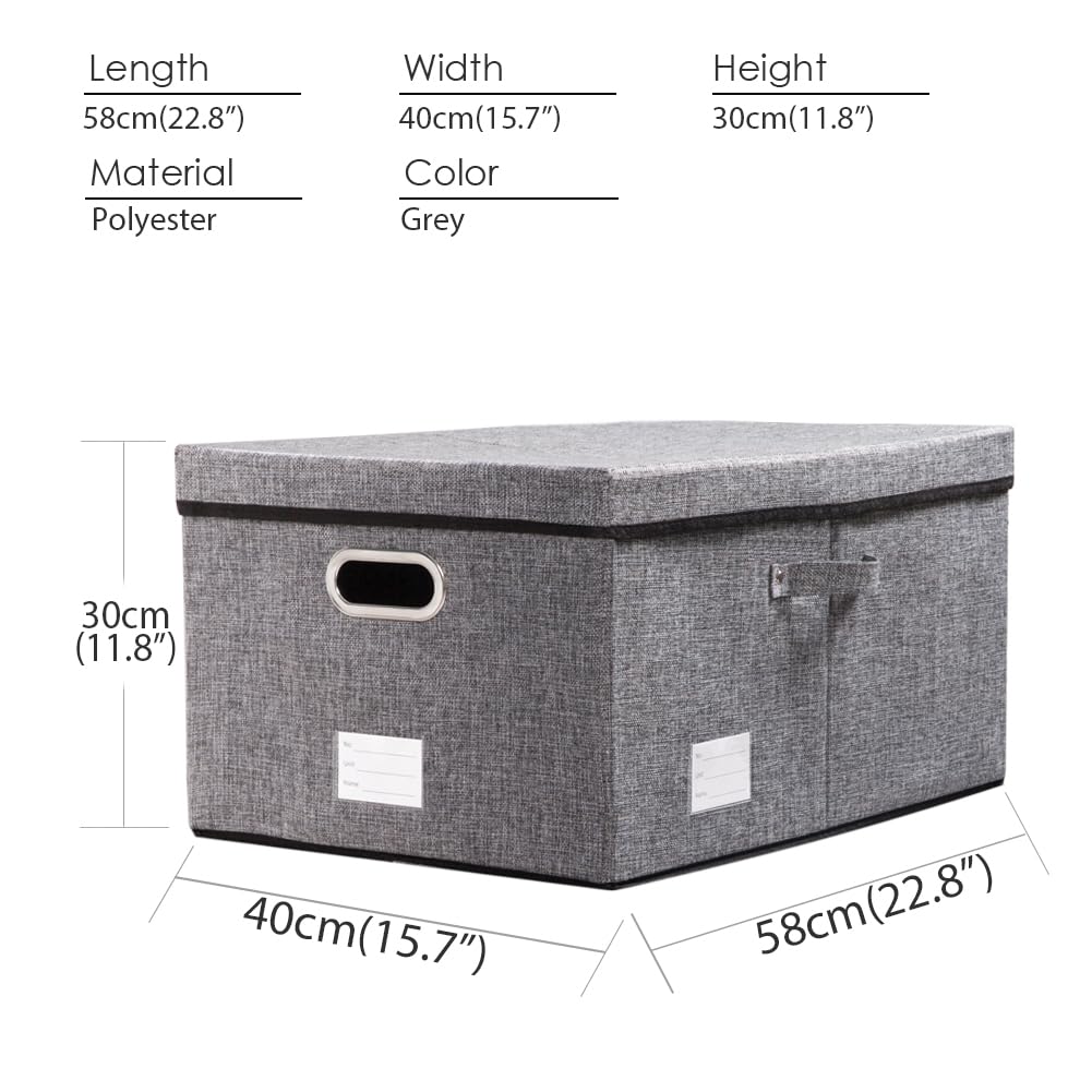 Prandom Storage Boxes with Lids Large,Collapsible Linen Fabric Storage Box,Decorative Bins,Really Useful Box,Clothing - image 3