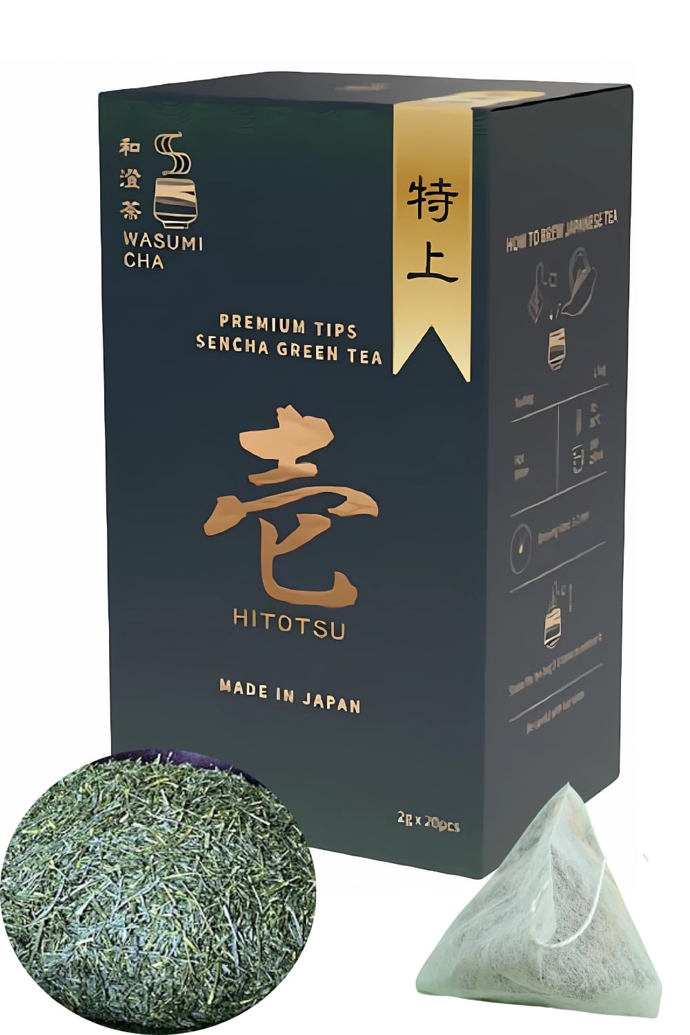 Wasumicha Hitotsu Japanese Sencha Green Tea - 20 Biodegradable Teabags