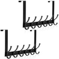 Optish Over The Door Hooks - Black Metal Towel Rack for Bathroom (2 Pack)