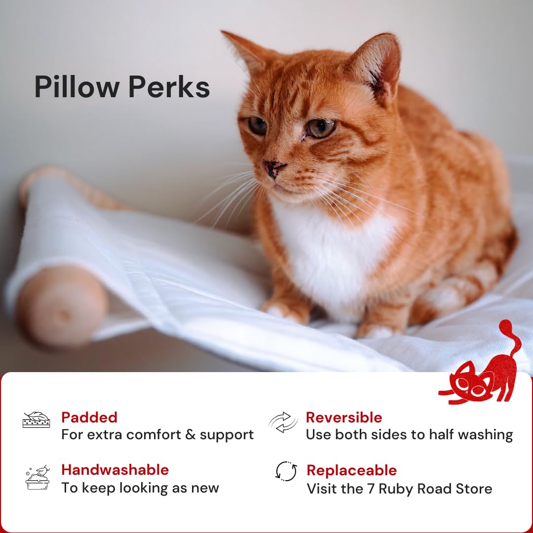 7 Ruby Road Wall Mounted Cat Hammock with 2 Steps - Modern Wood Perch