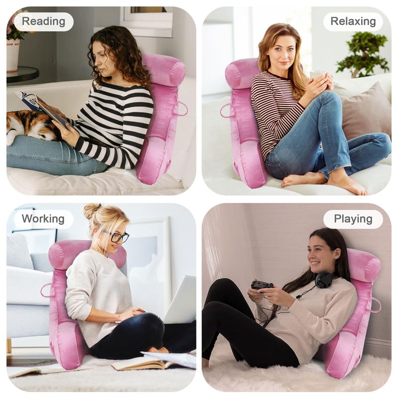 Mingfuxin Reading Pillow | Velvet Bed Backrest with Neck and Arm Support