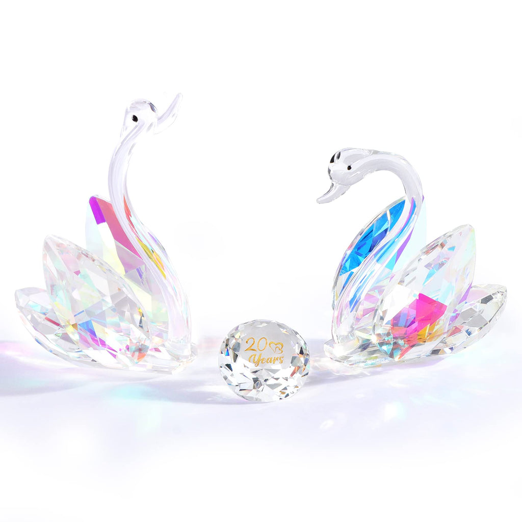 Crystal Swan Set – 20th Wedding Anniversary Glass Keepsake