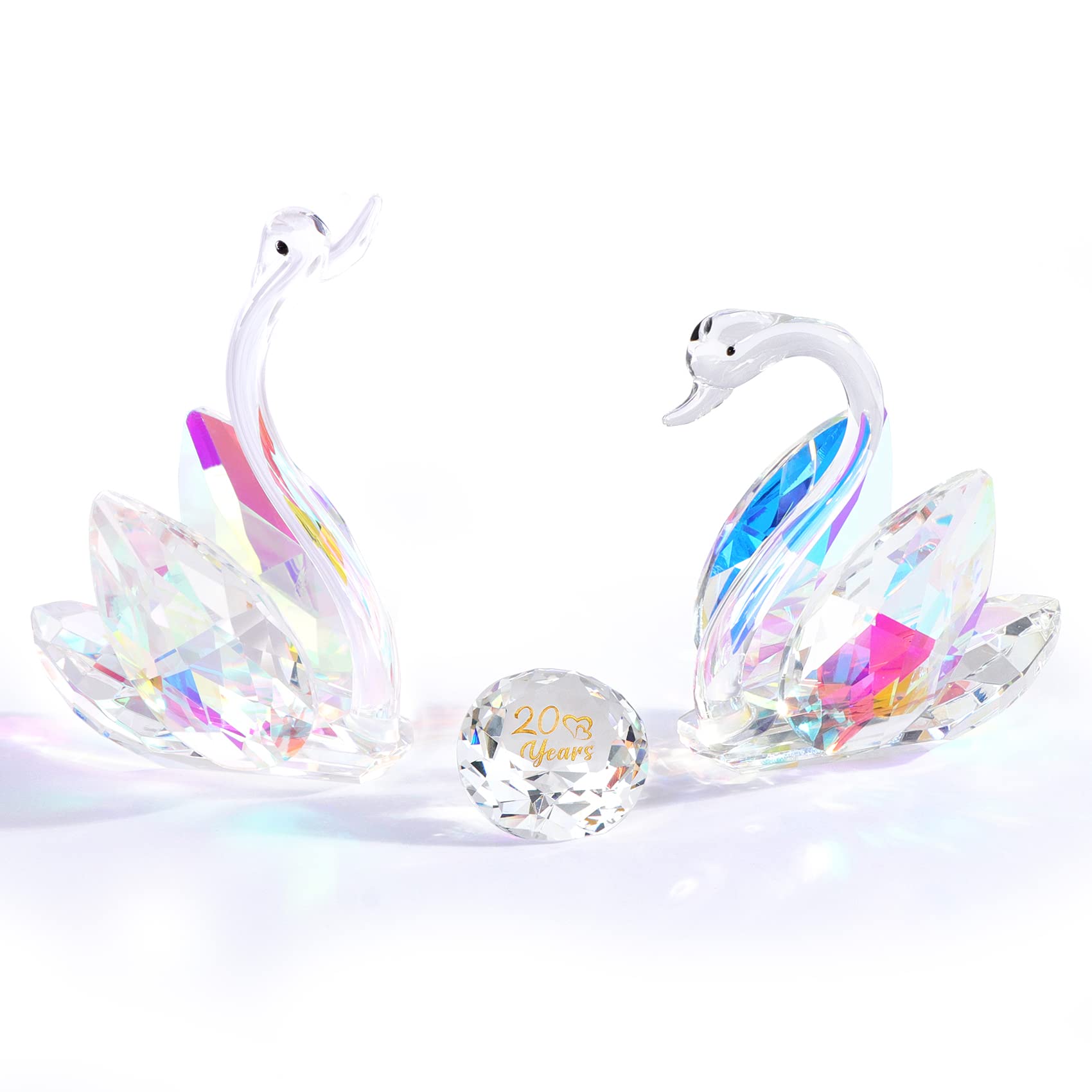 Crystal Swan Set – 20th Wedding Anniversary Glass Keepsake