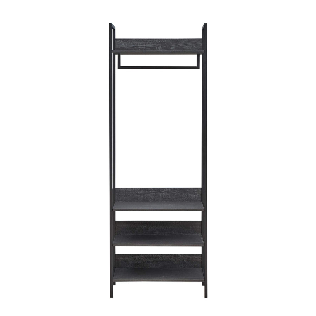 Timber Art Design UK Zahra Bedroom Double Open Wardrobe 4 Shelves Furniture Storage Cupboard Black - image 2