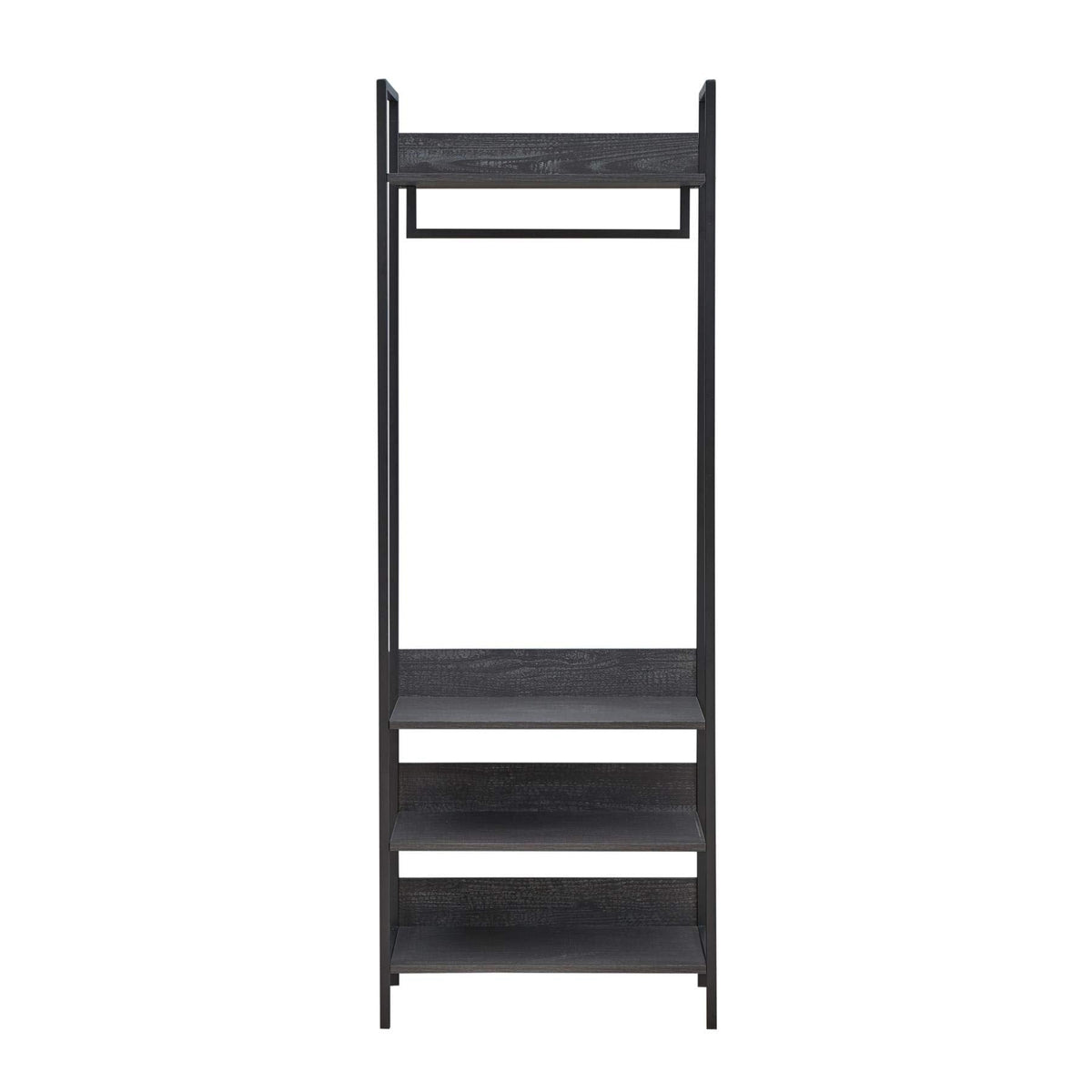 Timber Art Design UK Zahra Bedroom Double Open Wardrobe 4 Shelves Furniture Storage Cupboard Black - image 2