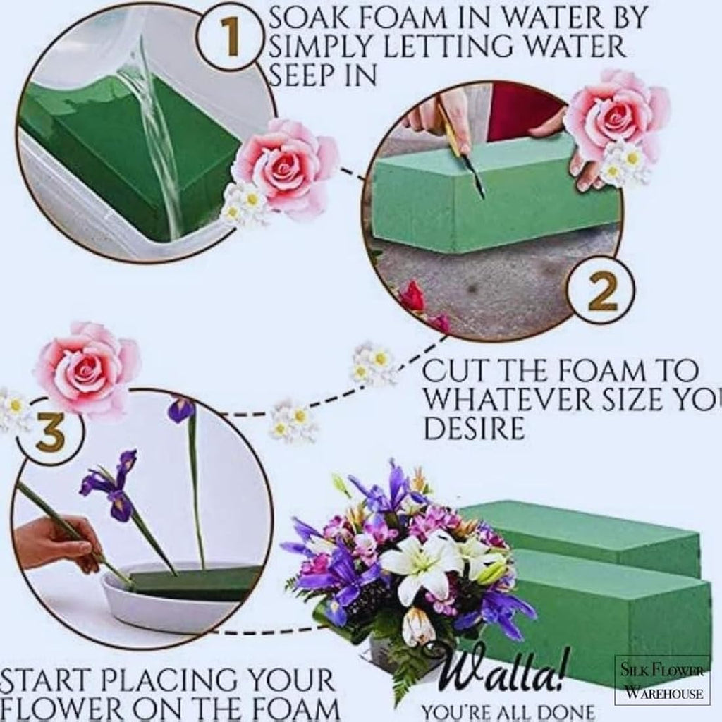 Wet Floral Foam Blocks - 6 Pack Bricks for Fresh Flowers