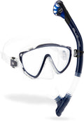 Cressi Tino & Scilla Adult Snorkeling Set - Dry Snorkel & Mask, Blue Navy