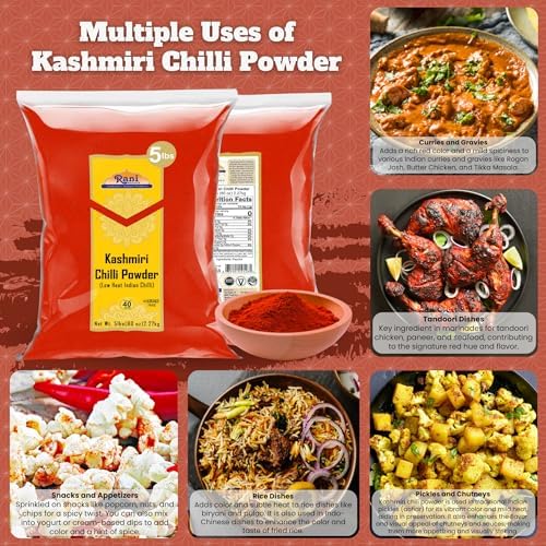 Rani Kashmiri Chilli Powder (Deggi Mirch) Low Heat Indian Spice - 5lbs Bulk