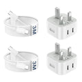 20W USB C Fast Charger for iPhone 17 16 15 | 2 Pack 3M Cable