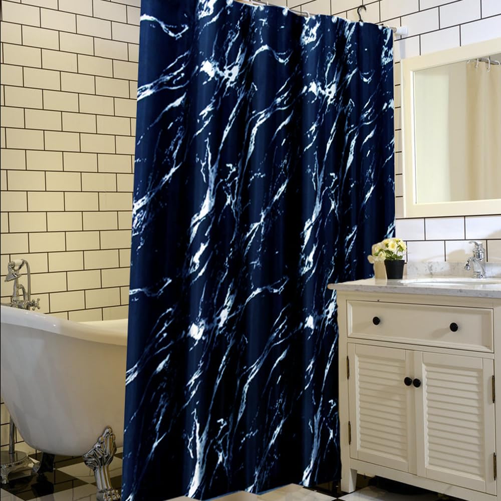 Navy Blue Marble Shower Curtain | 180x180cm Quick Dry