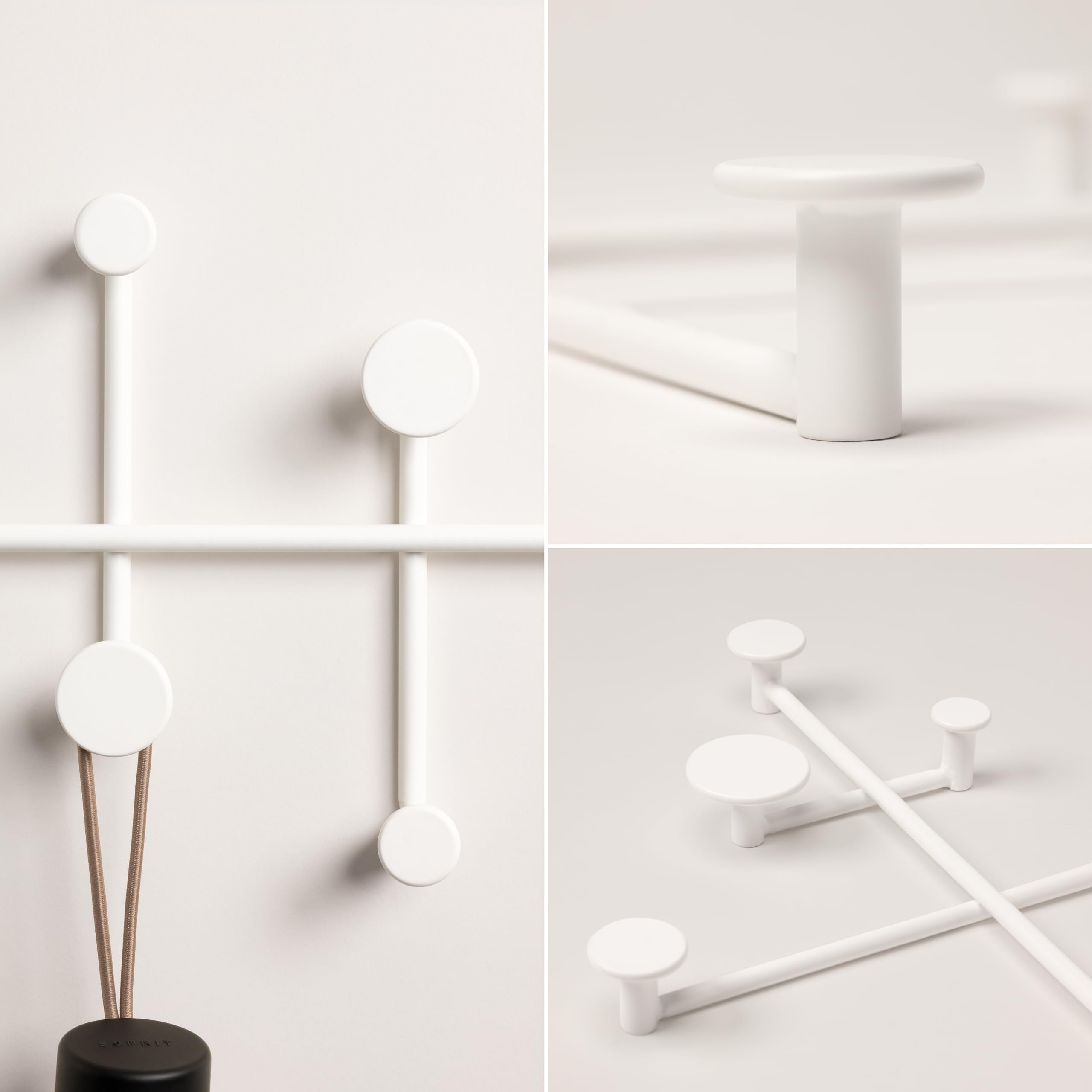 Kazai Sval Wall-Mounted Coat Rack – Minimalist Metal Hooks, White