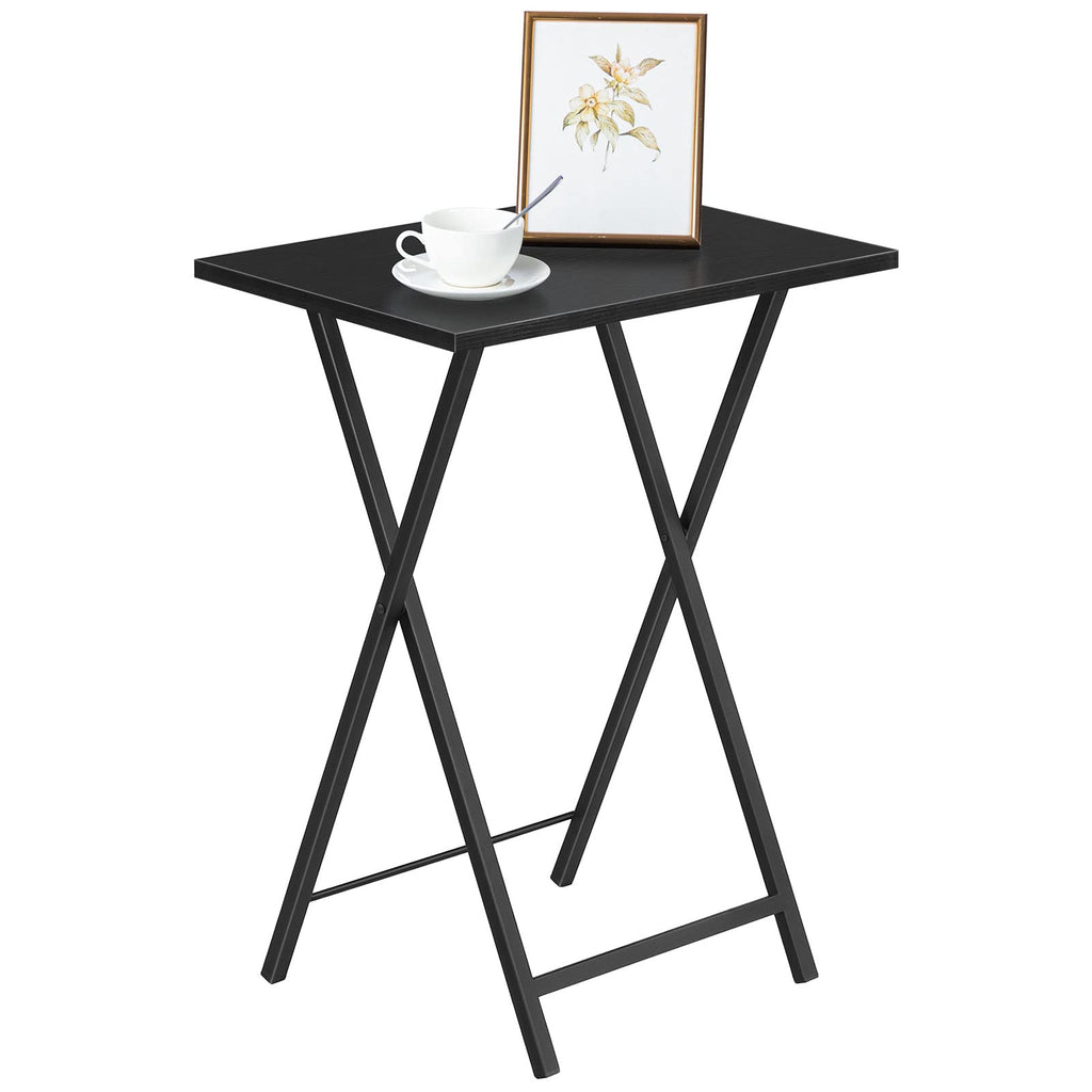 HOOBRO Folding TV Tray Tables Set of 2 | Metal Laptop Side Tables, Black