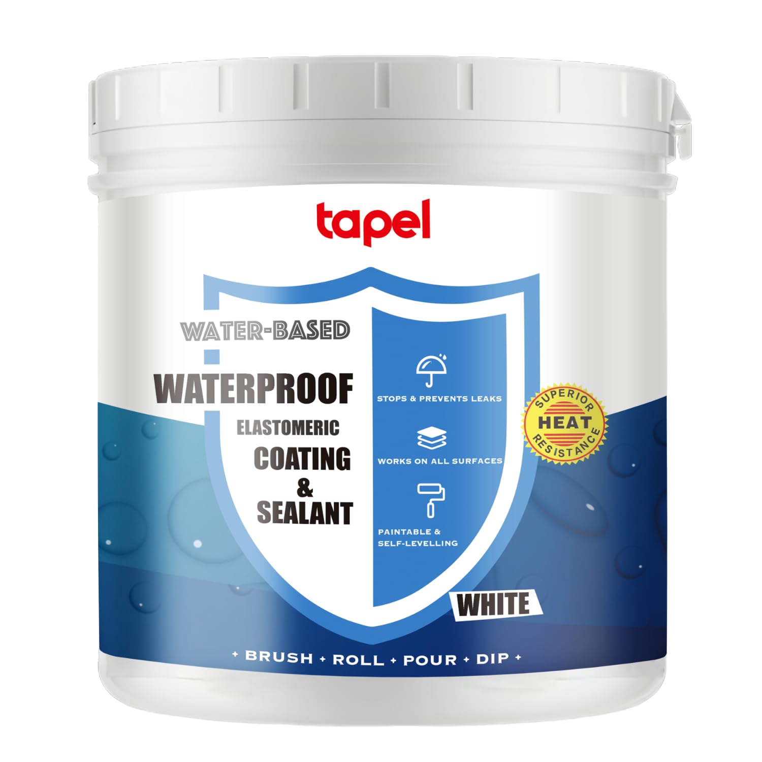 Tapel Liquid Rubber RV Roof Coating – White Waterproof Sealant 1L
