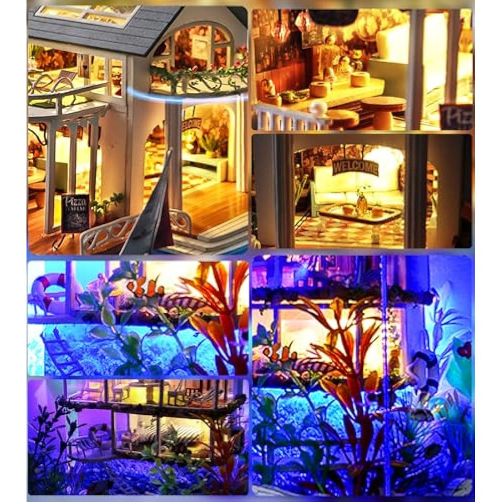 Spilay DIY Miniature House Kit: 1:24 Scale Wooden Dollhouse with Music Box