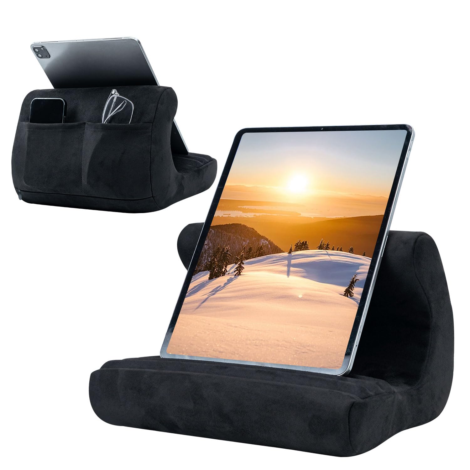 Mcbazel Tablet Pillow Stand | Multi-Angle iPad Cushion for Lap & Bed - Black