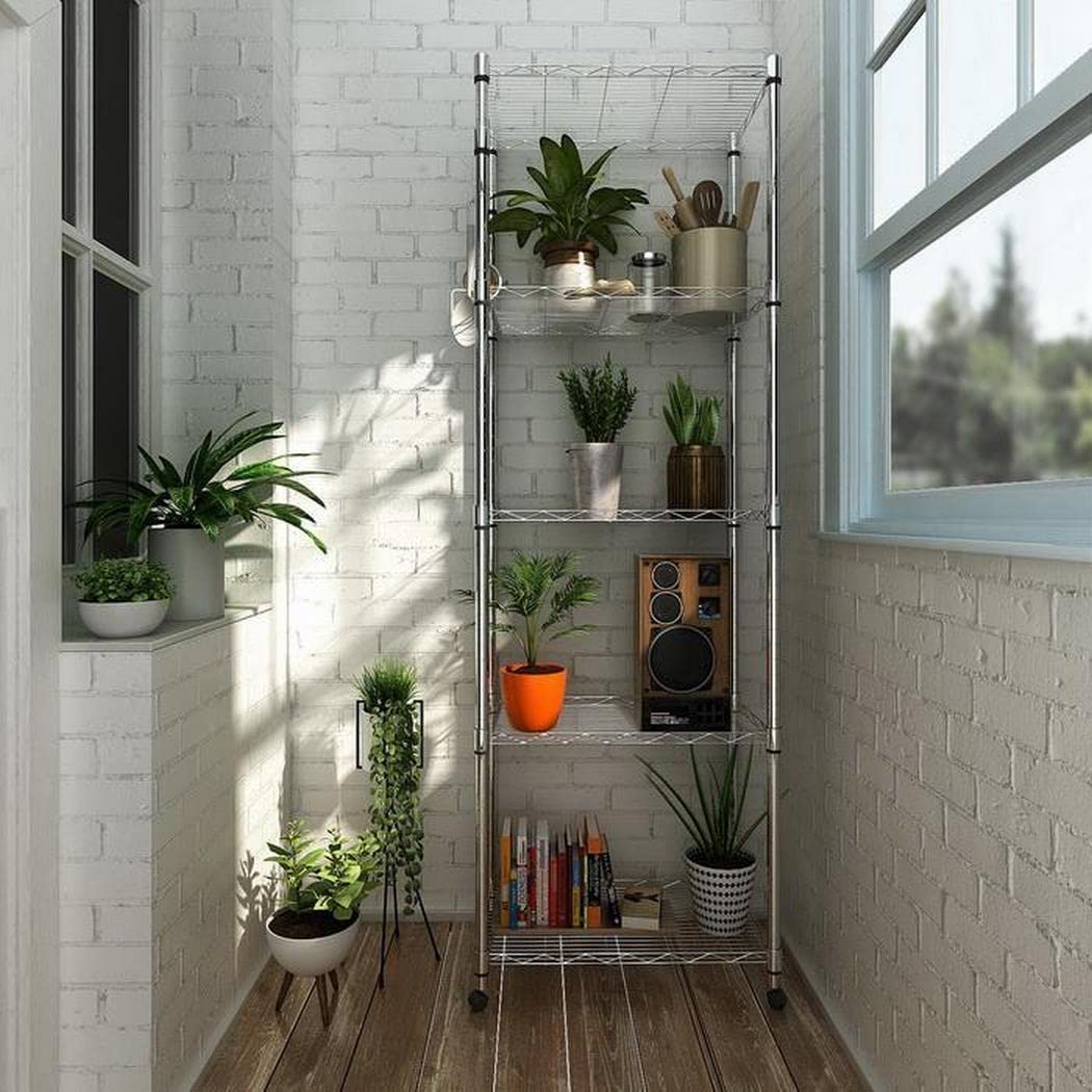 5-Tier Wire Shelving Unit on Wheels | Adjustable Metal Rack